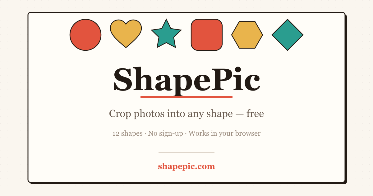 ShapePic — recadrage photo en cercle, cœur, étoile, hexagone et plus